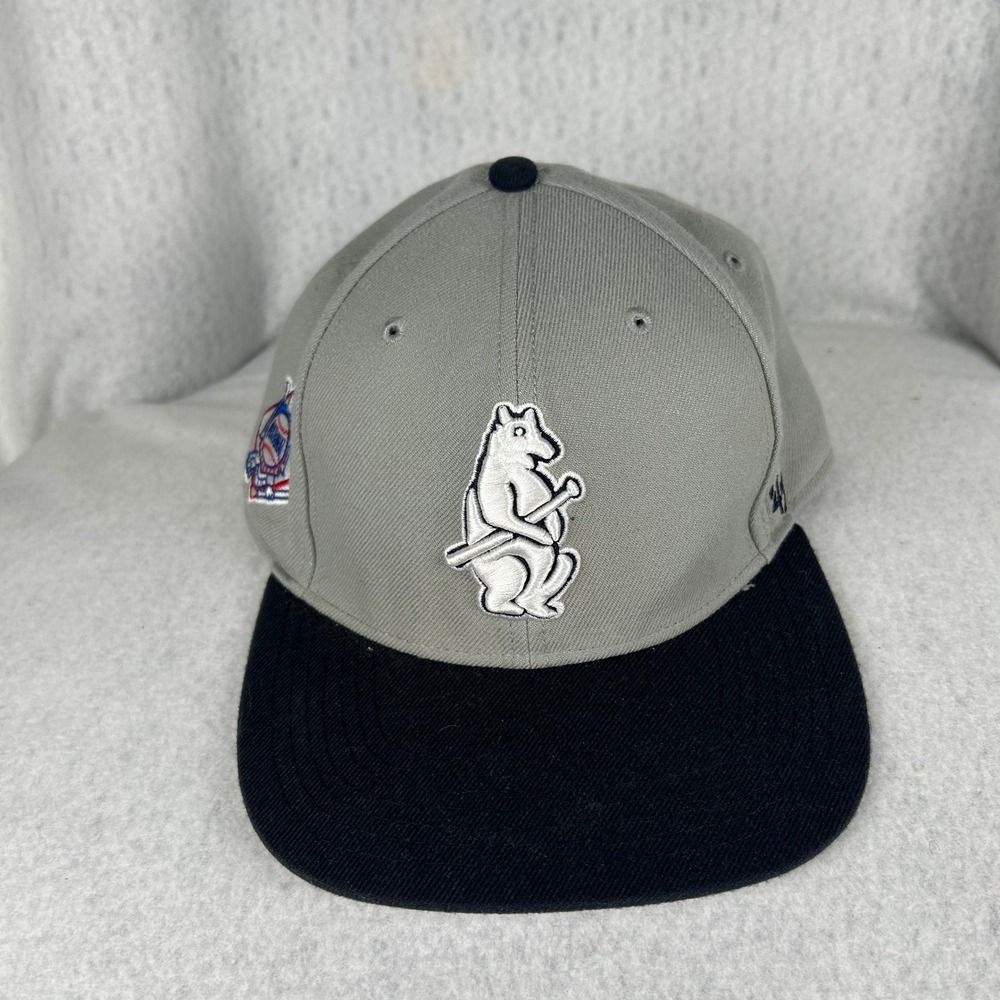 47 Brand Snapback Hat Mens OSFM Grey Black Cooperstown Collection Bear Baseball